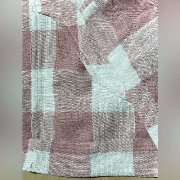 Honeydove Vintage Linen Shorts Pink Gingham Size 30 Elastic Waist One of a Kind - Picture 4 of 7